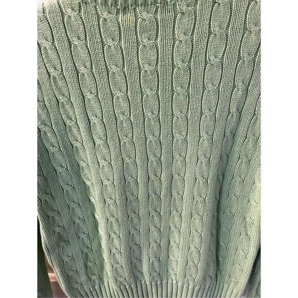 Ralph Lauren Light Green Cable Knit Polo Pony Crew Neck Sweater sz M EUC - Picture 6 of 6
